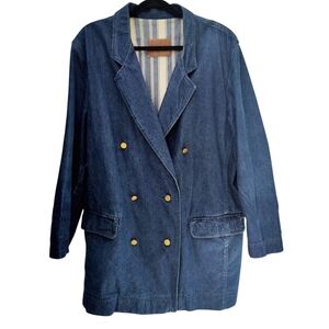 FERRETTI JEANS Vintage 90s Denim Blazer Jacket Made In Italy